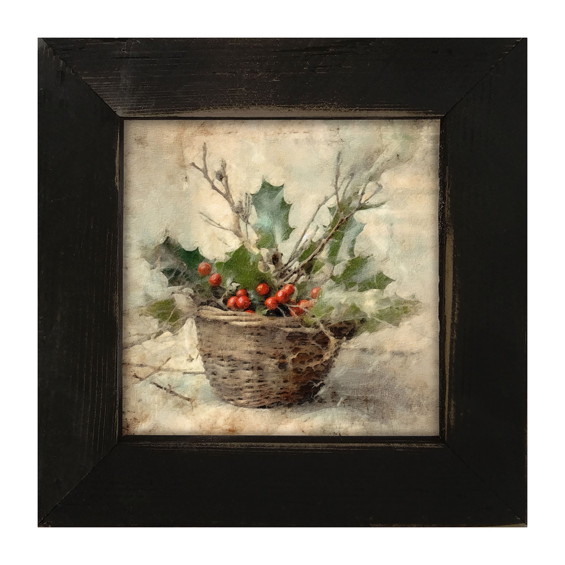 Basket - Holly Berries - Framed art
