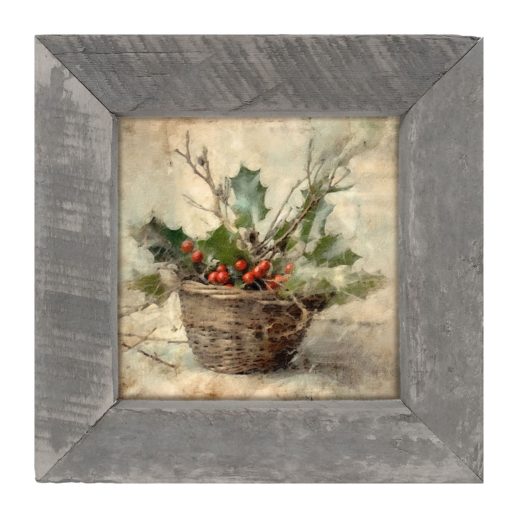 Basket - Holly Berries - Framed art