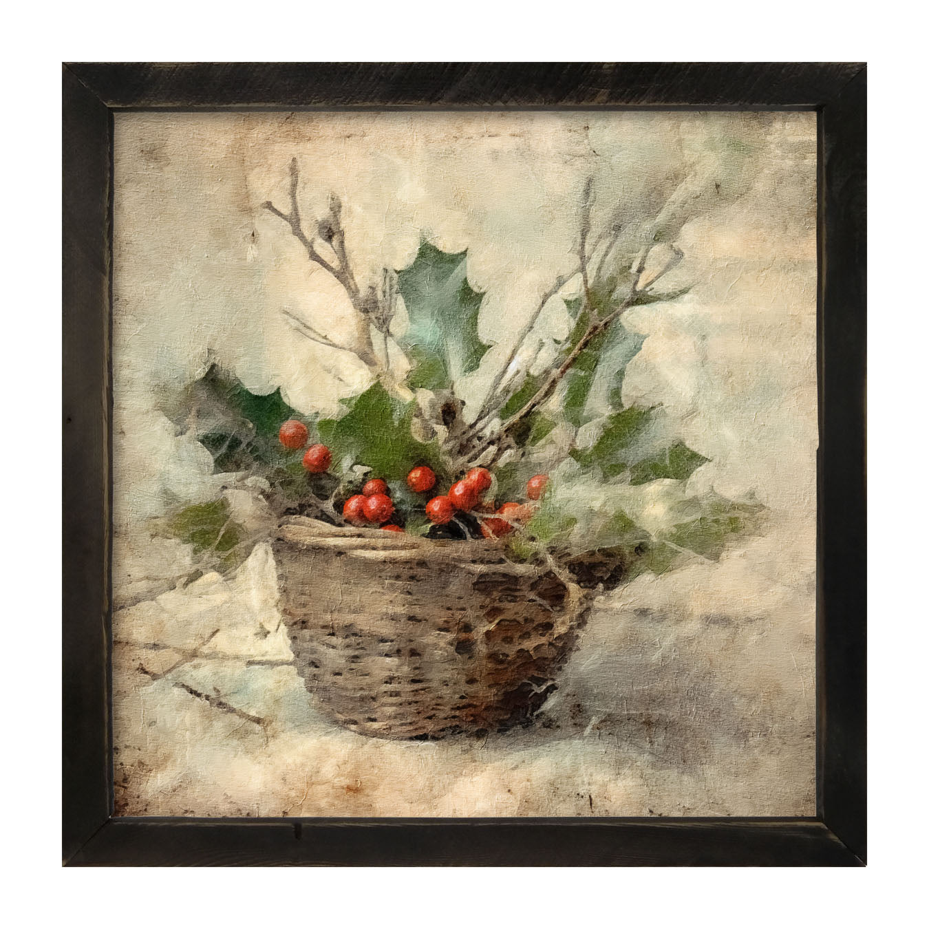 Basket - Holly Berries - Framed art