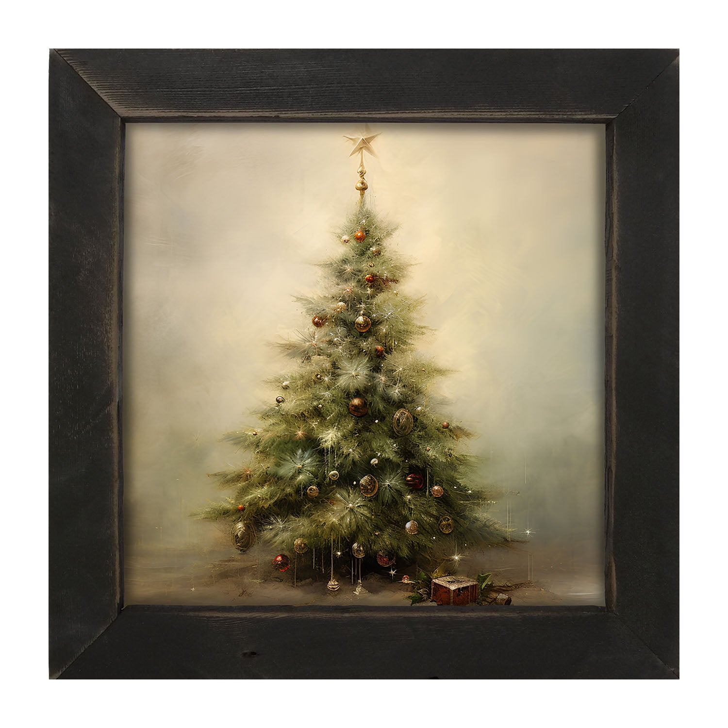 Christmas tree with star - Square - Framed art