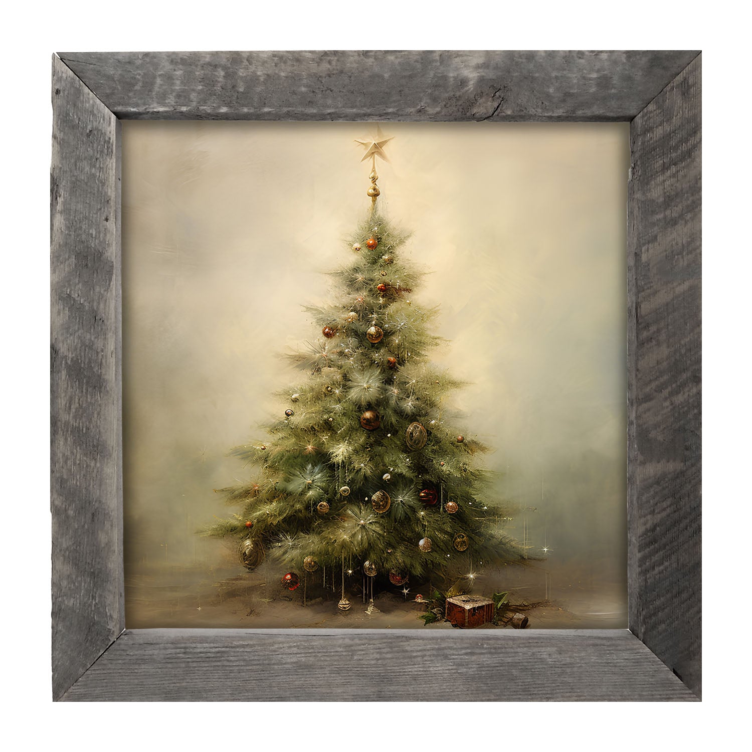 Christmas tree with star - Square - Framed art