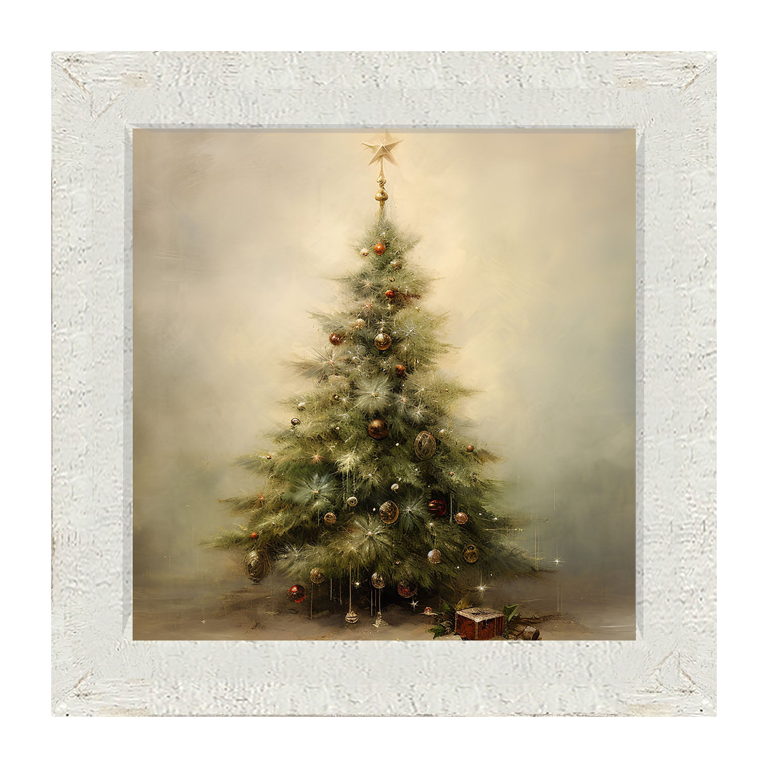 Christmas tree with star - Square - Framed art