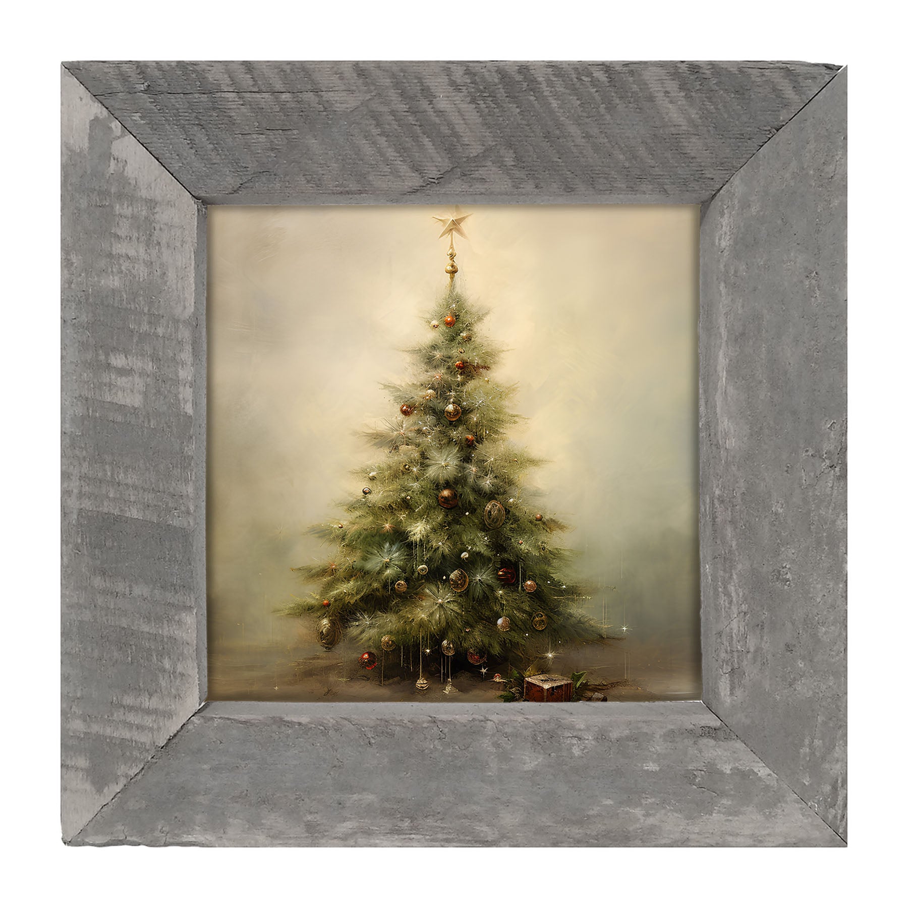 Christmas tree with star - Square - Framed art