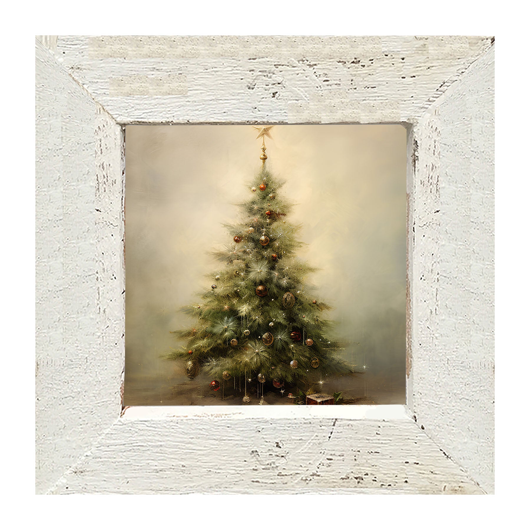 Christmas tree with star - Square - Framed art