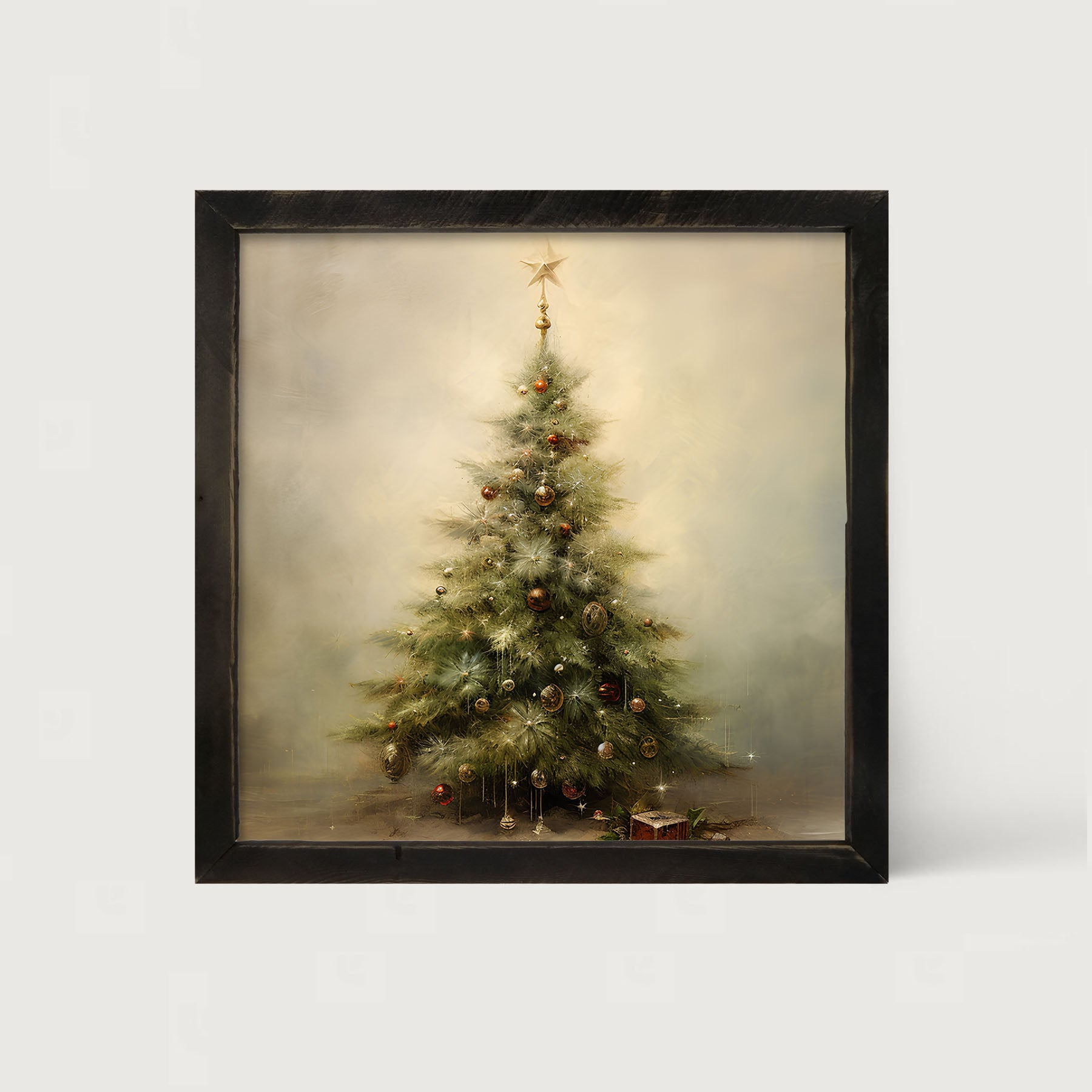 Christmas tree with star - Square - Framed art