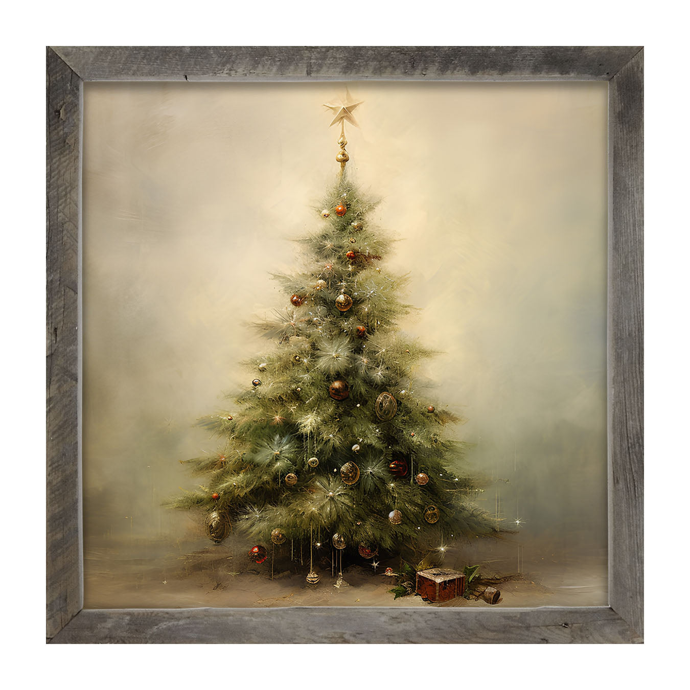 Christmas tree with star - Square - Framed art