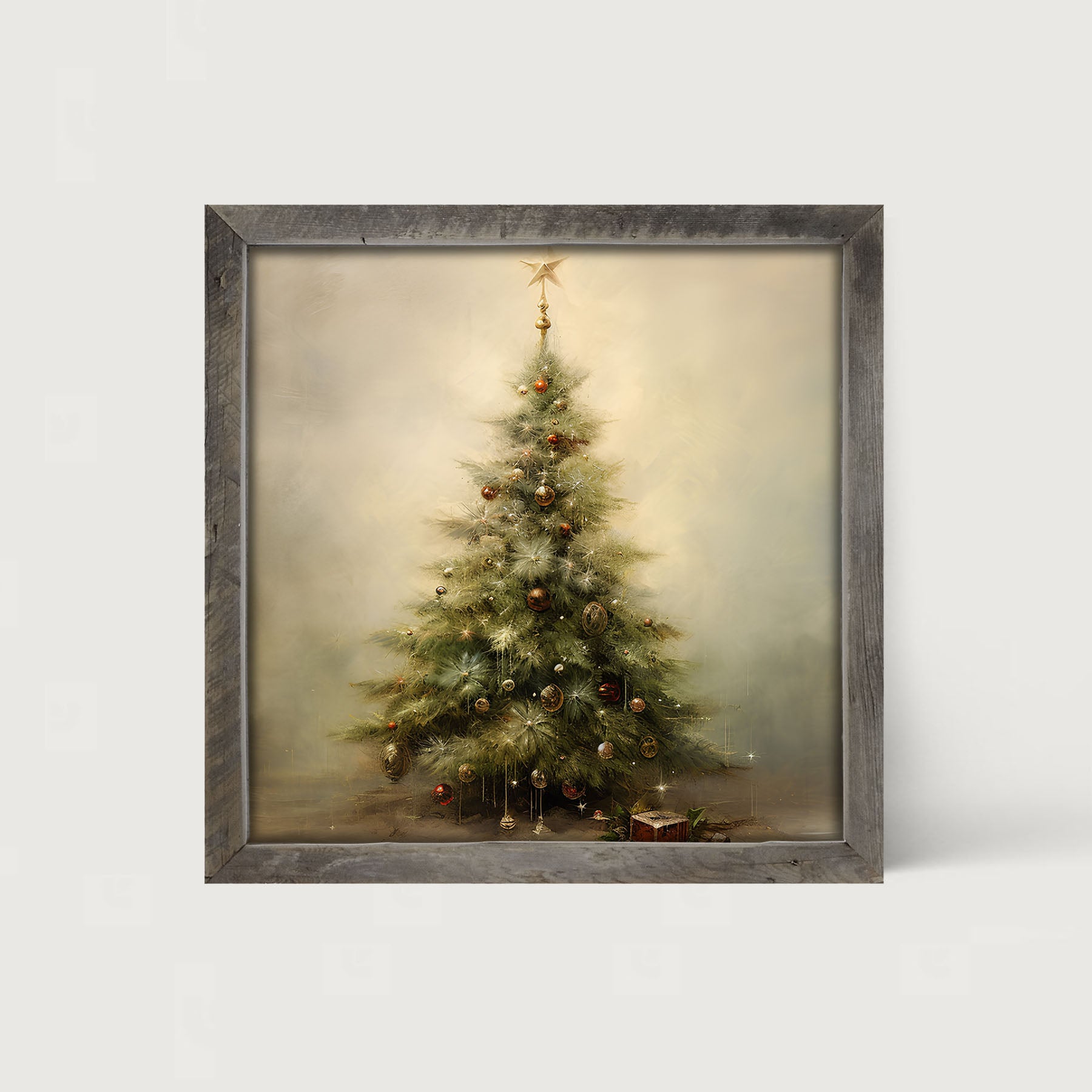 Christmas tree with star - Square - Framed art