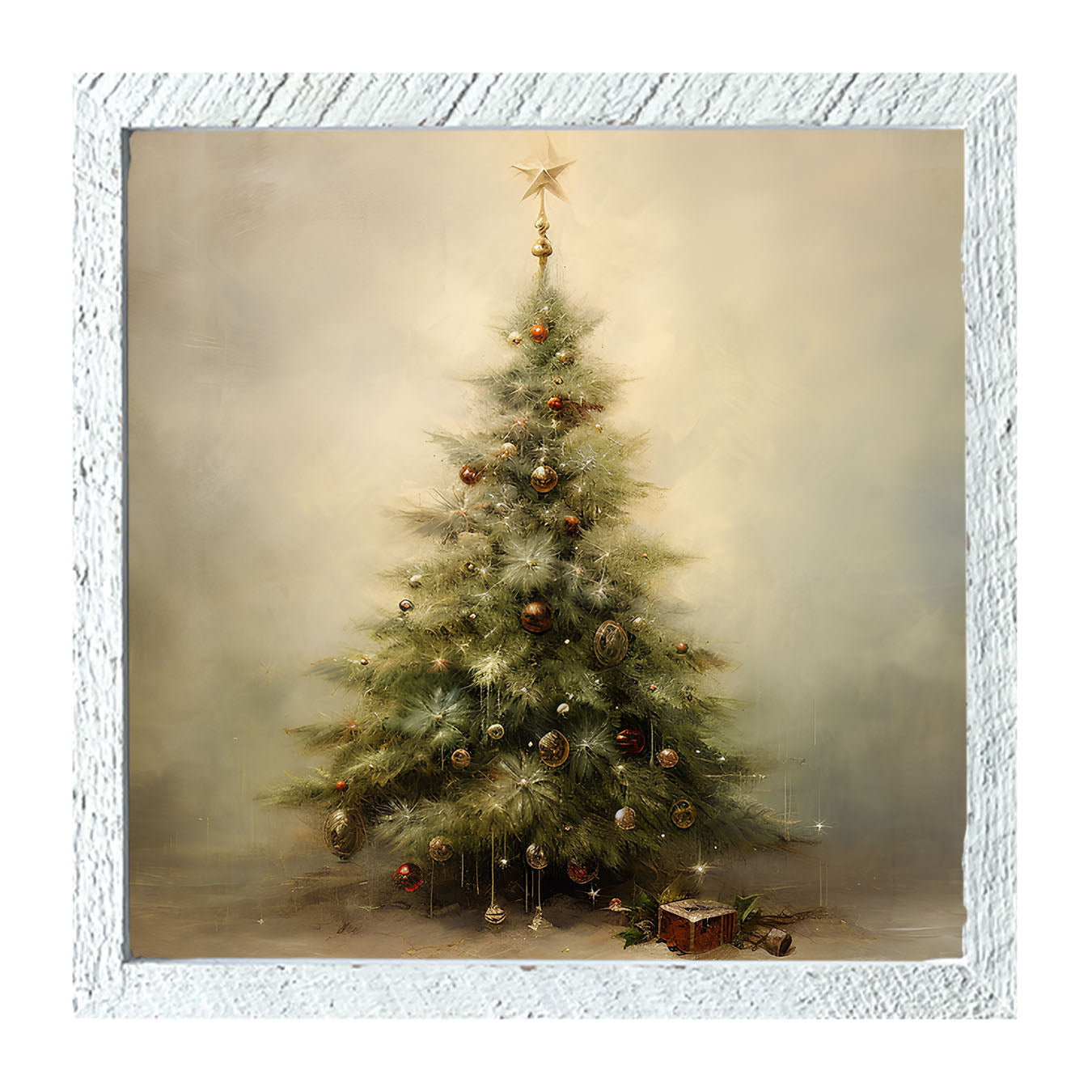 Christmas tree with star - Square - Framed art