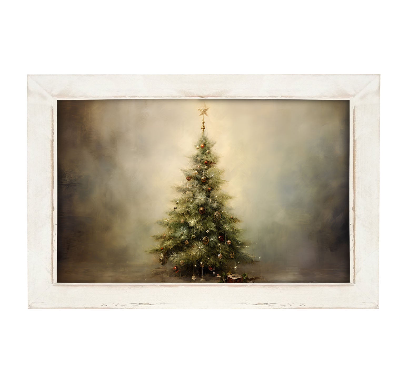 Christmas tree with star - Horizontal - Framed art