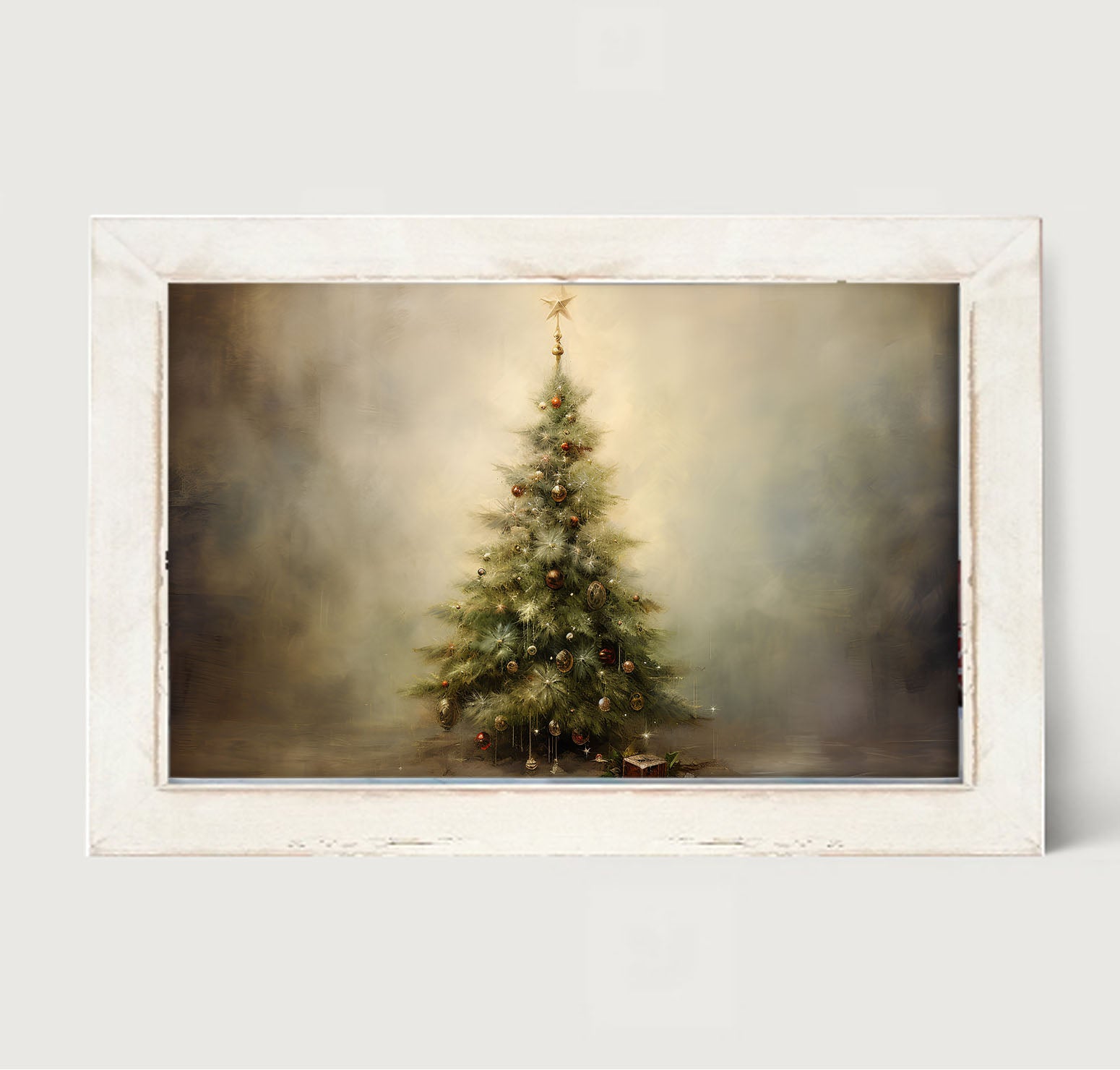 Christmas tree with star - Horizontal - Framed art