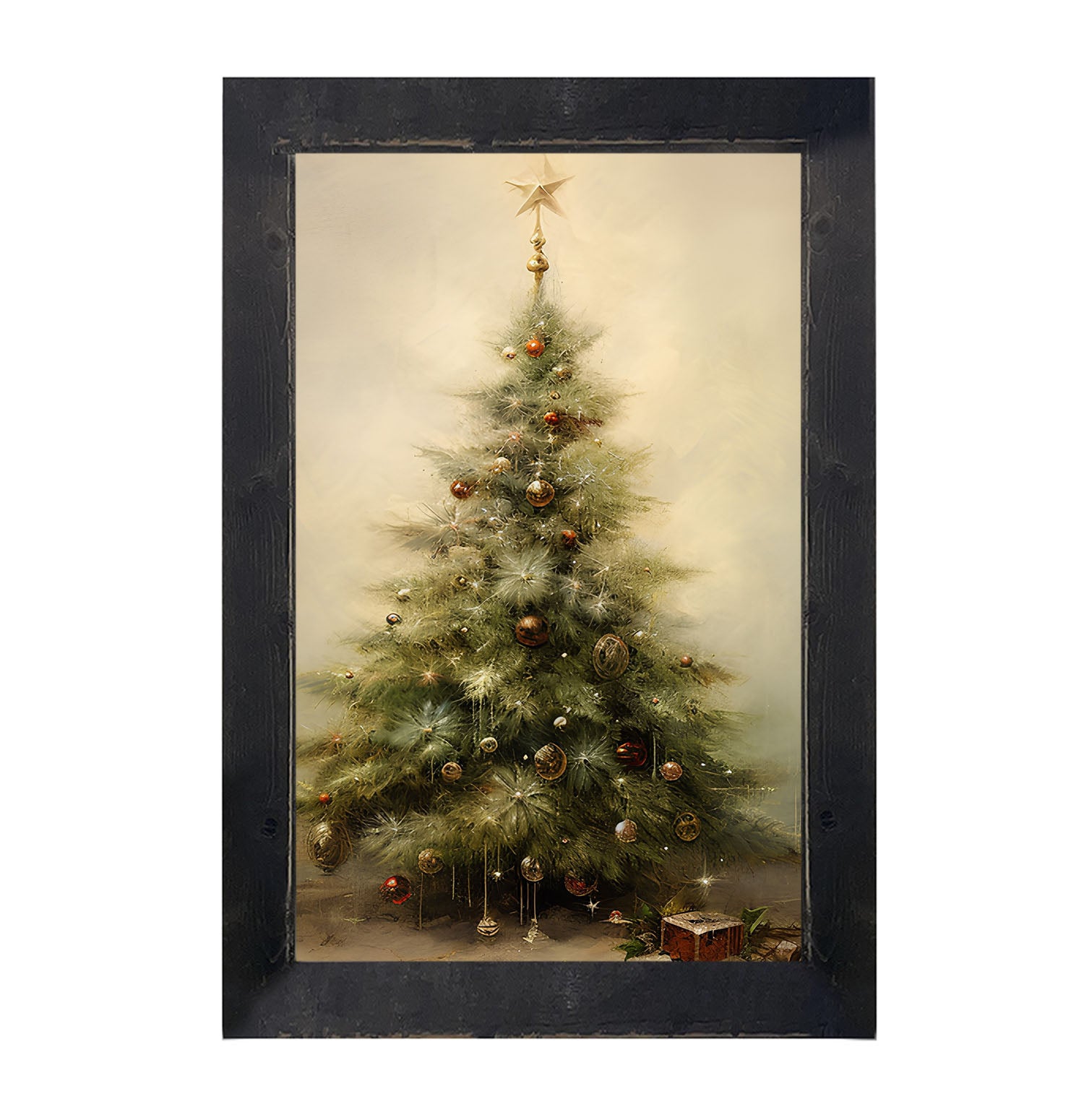 Christmas tree with star - Vertical - Framed art