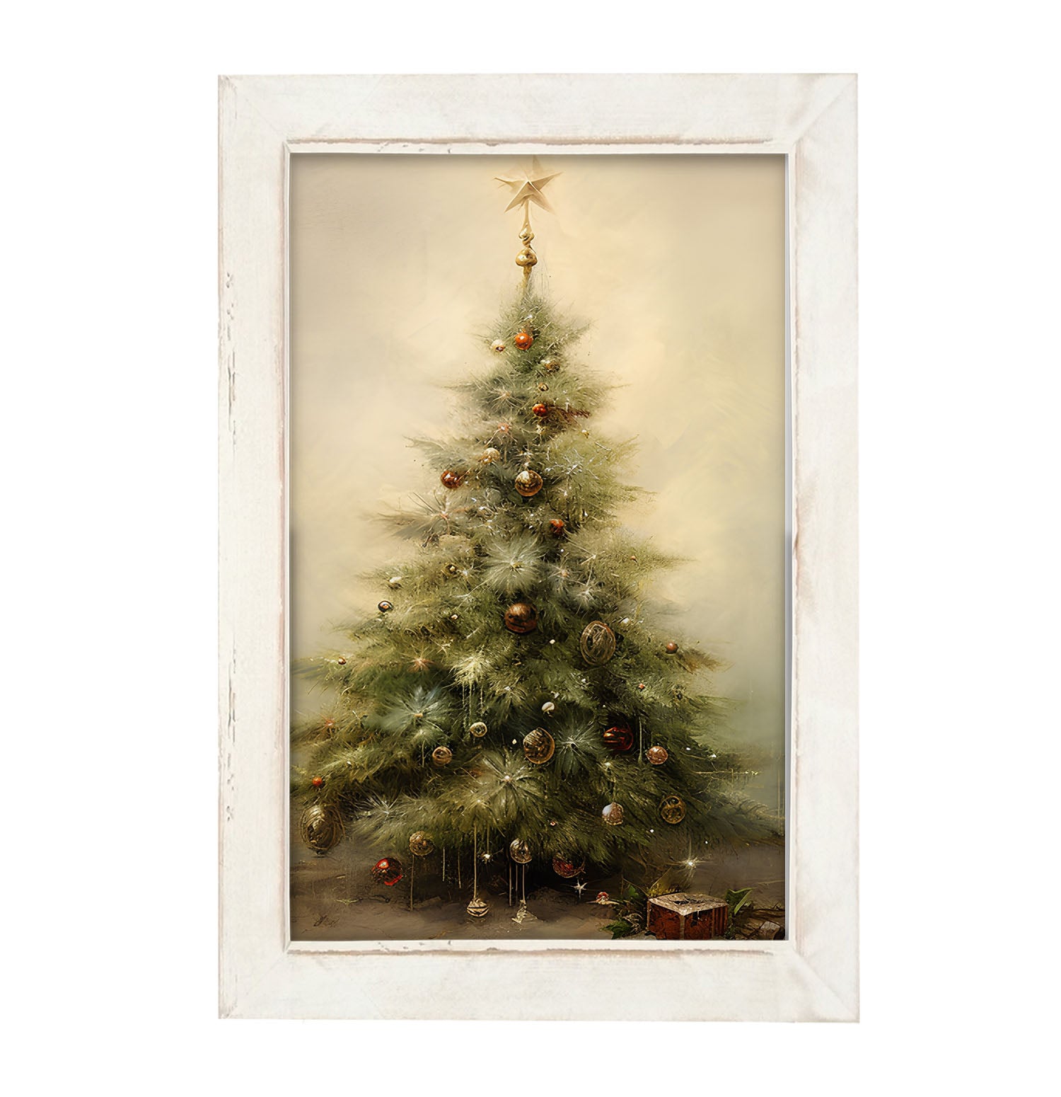 Christmas tree with star - Vertical - Framed art