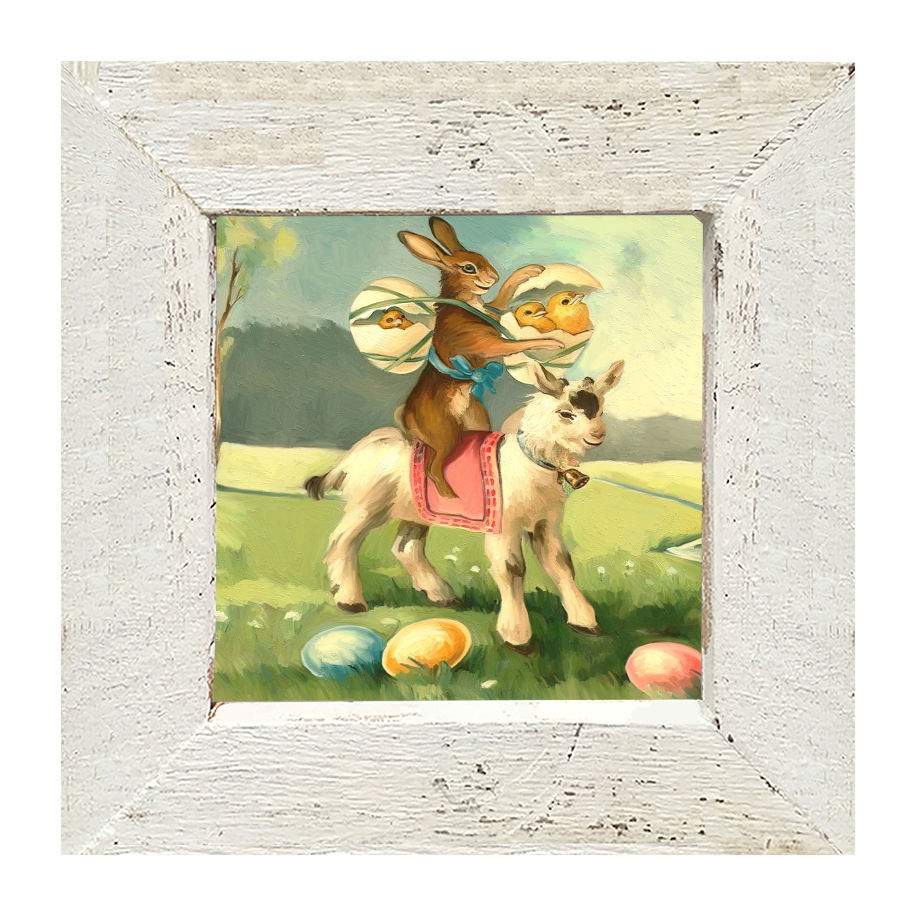 Bunny on a Lamb - Framed art