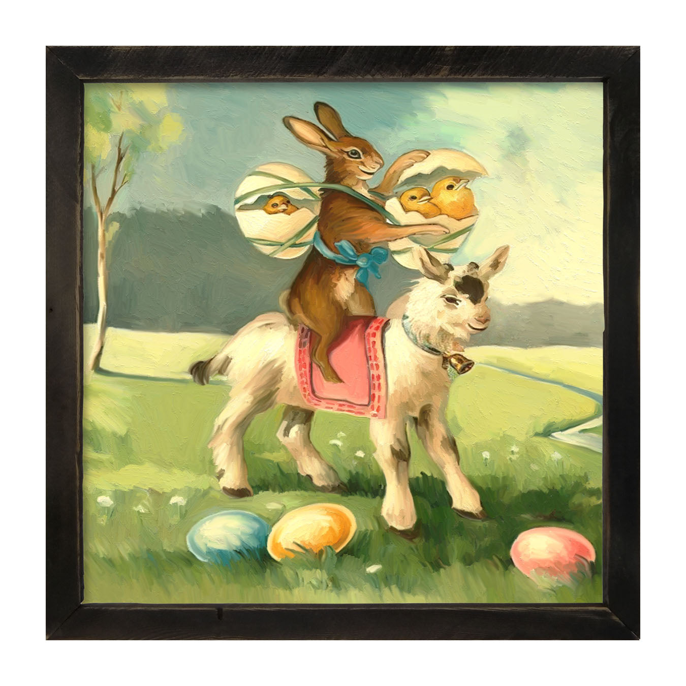 Bunny on a Lamb - Framed art