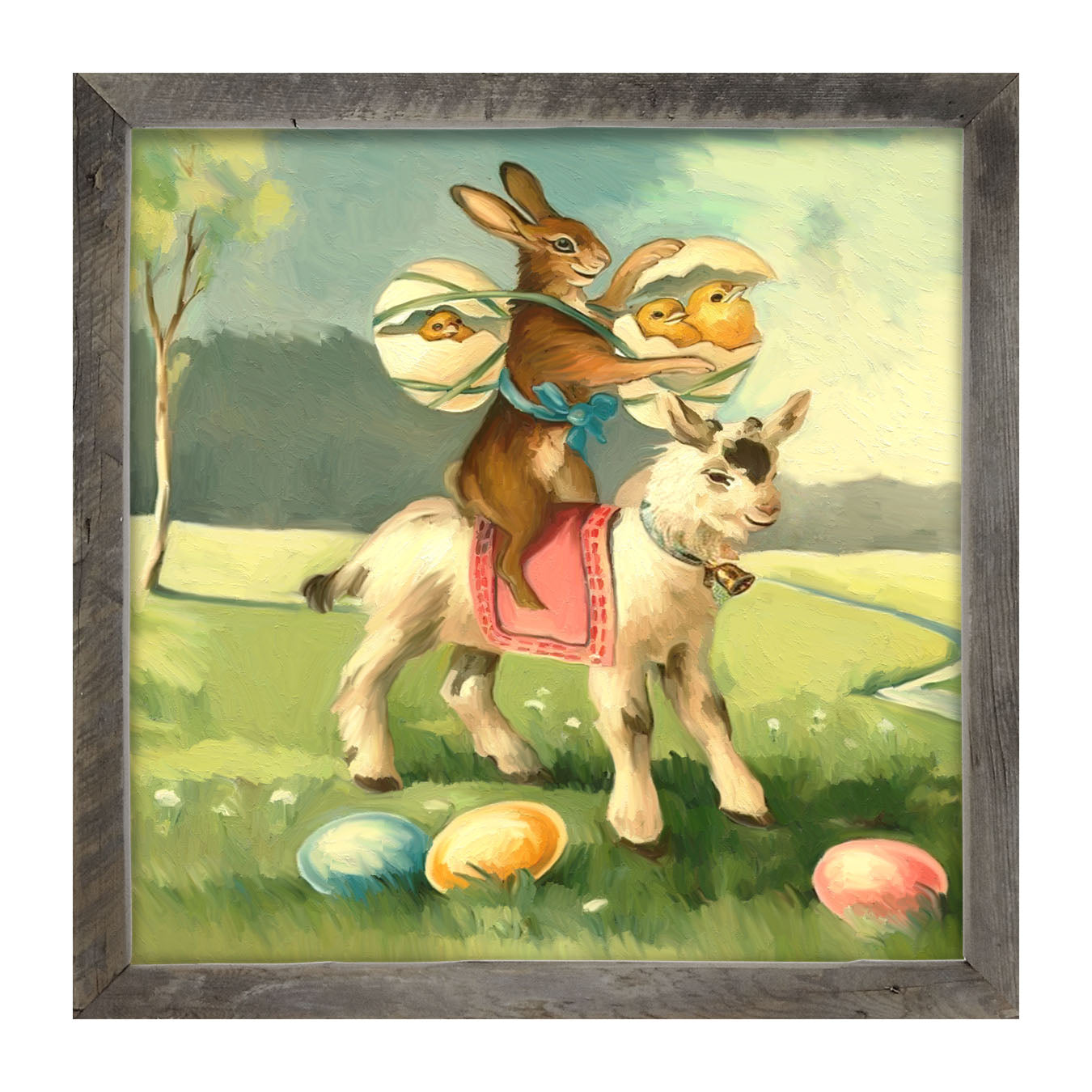 Bunny on a Lamb - Framed art