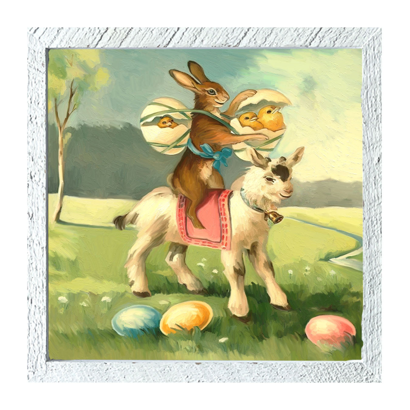 Bunny on a Lamb - Framed art