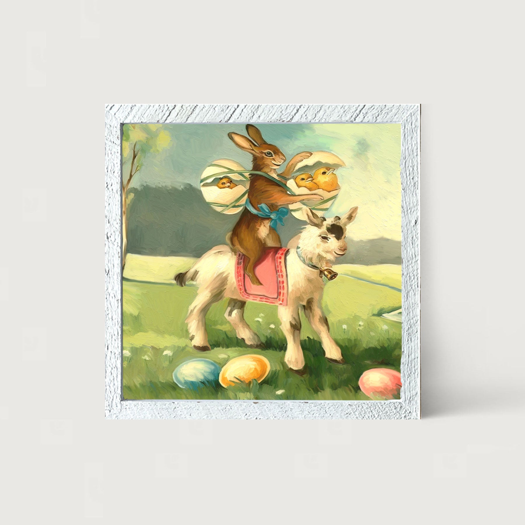 Bunny on a Lamb - Framed art