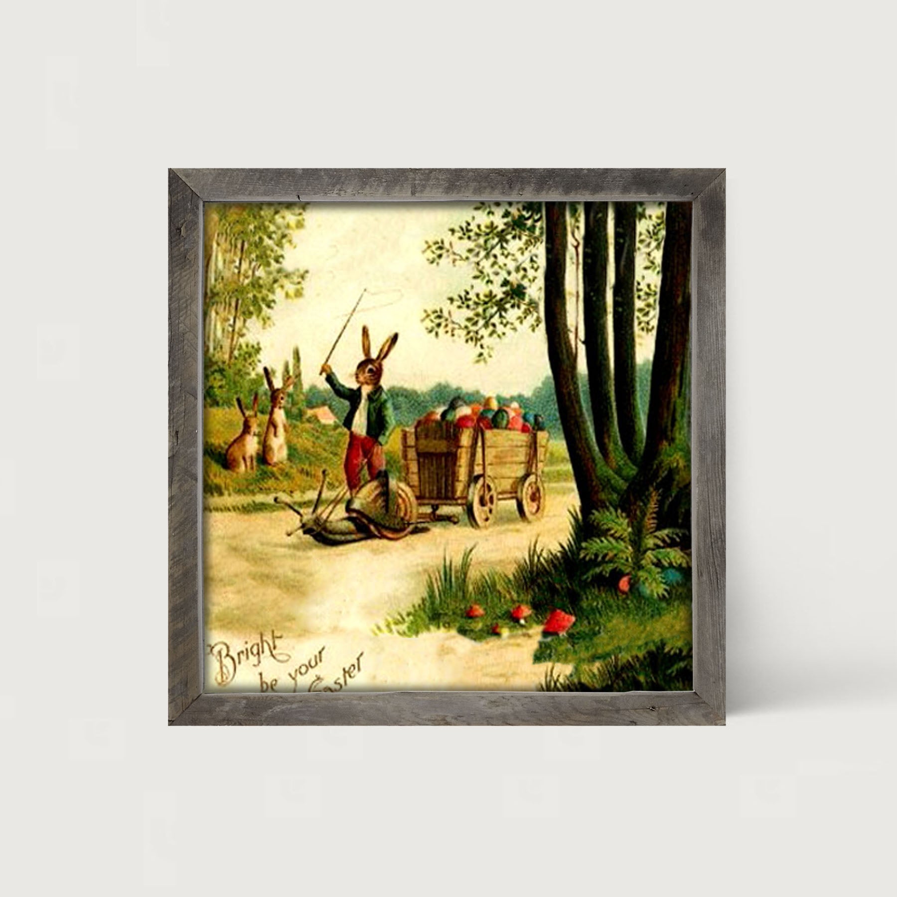 Bunny on a Snail - Framed art