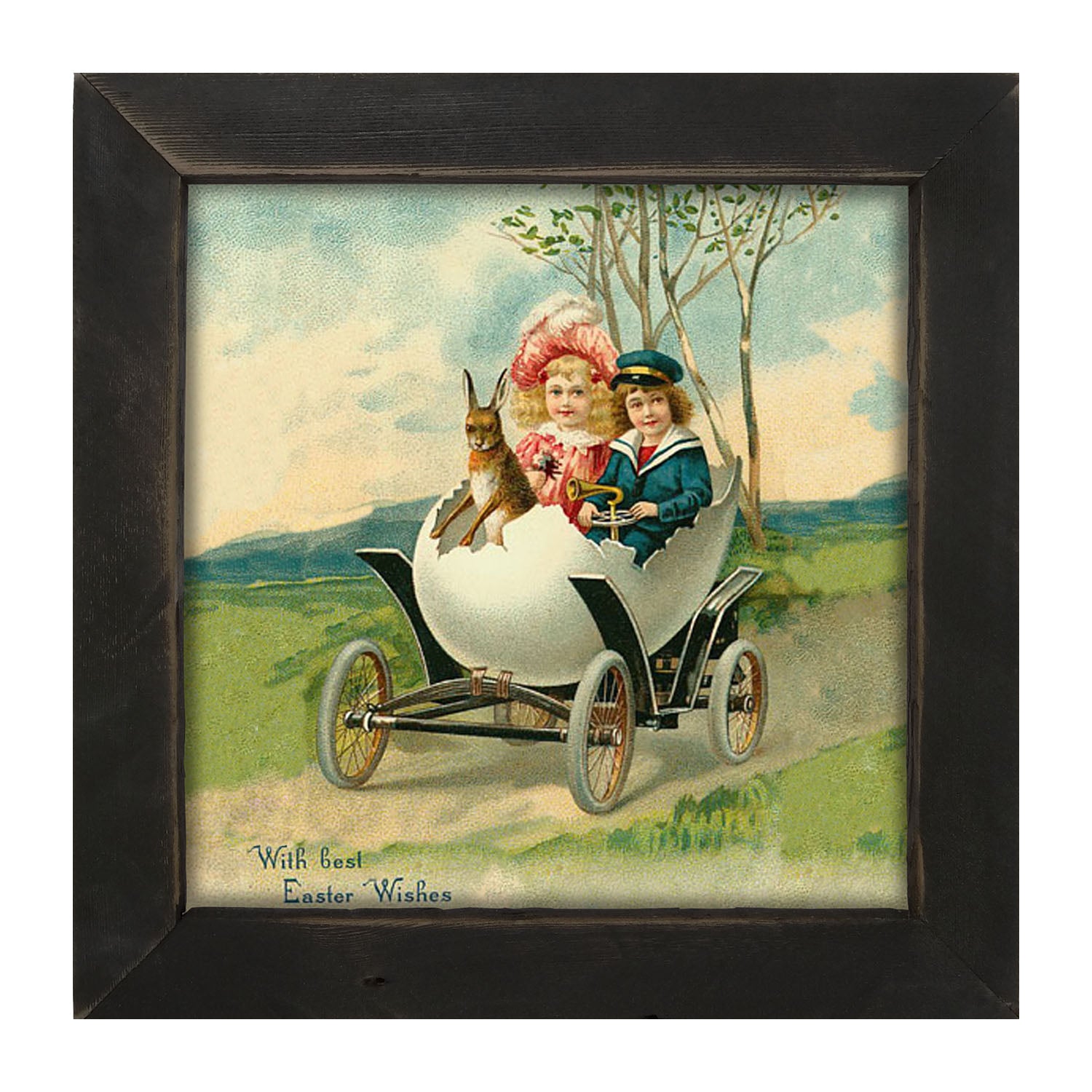 Couple in an Egg Car - Framed art