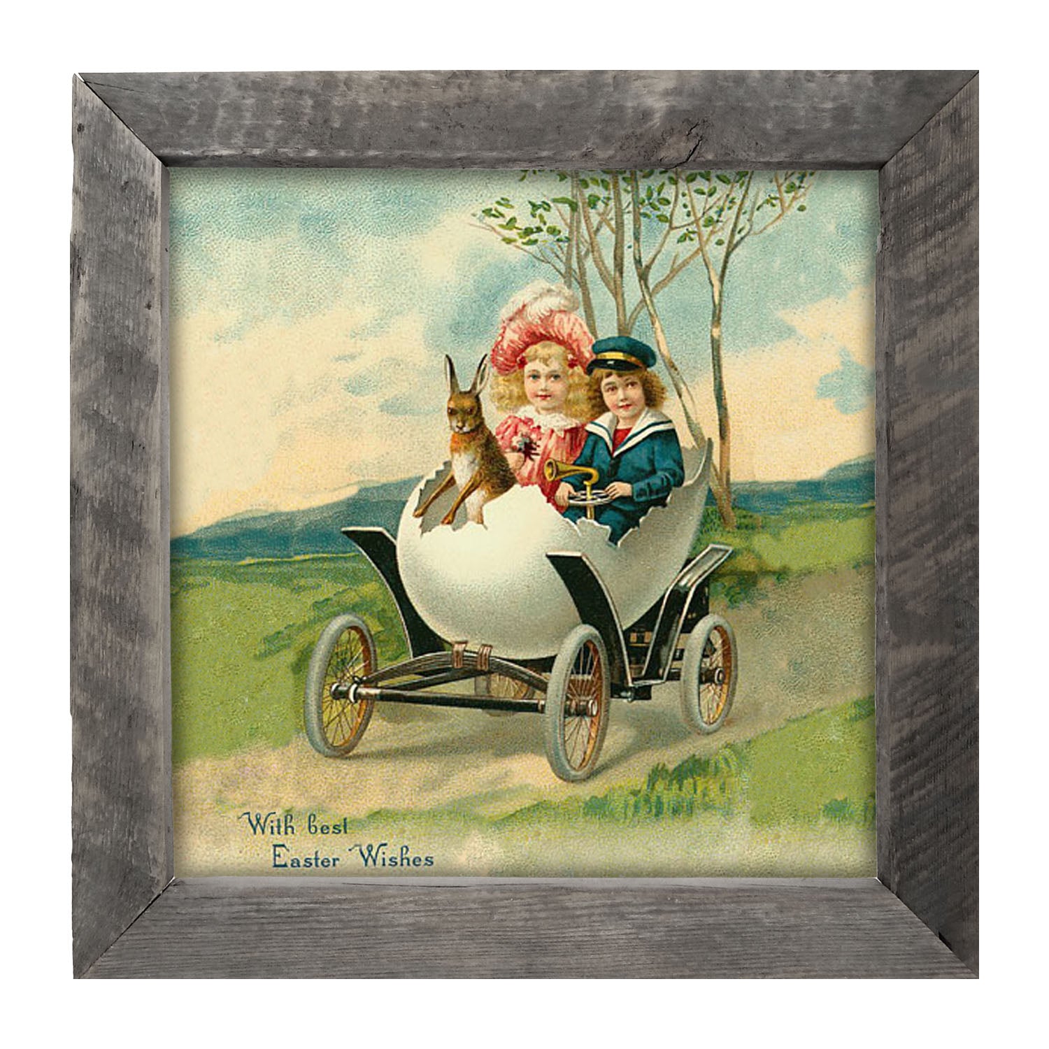 Couple in an Egg Car - Framed art