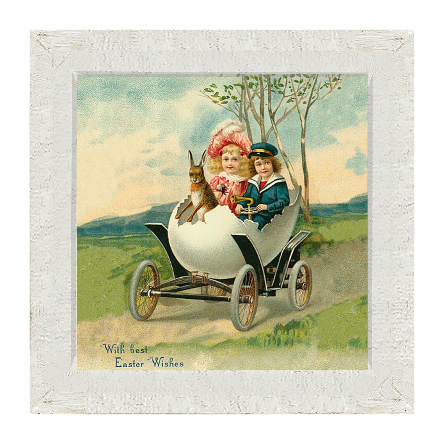 Couple in an Egg Car - Framed art