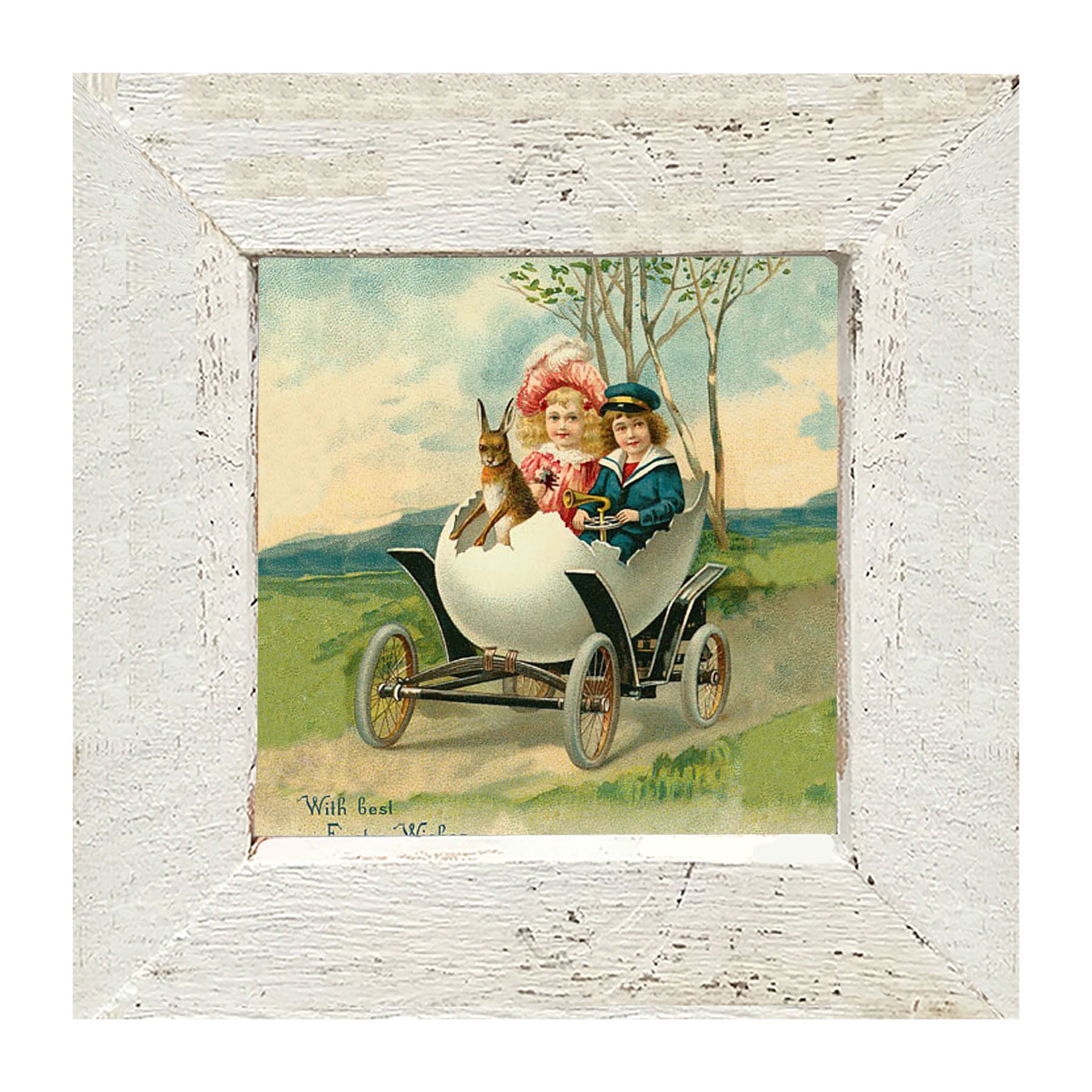 Couple in an Egg Car - Framed art