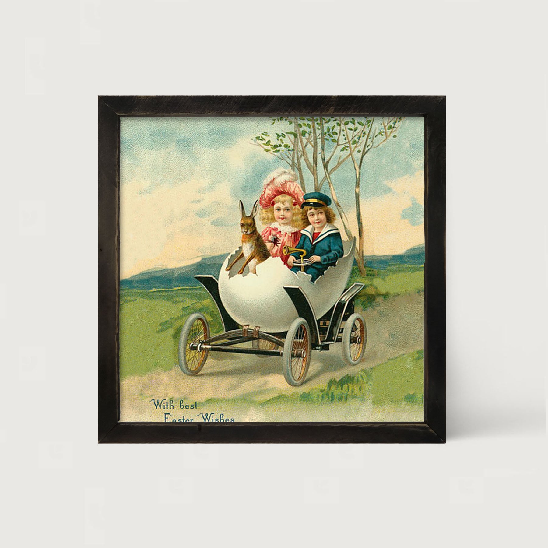 Couple in an Egg Car - Framed art
