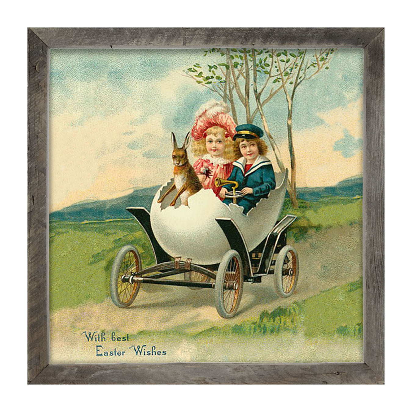 Couple in an Egg Car - Framed art