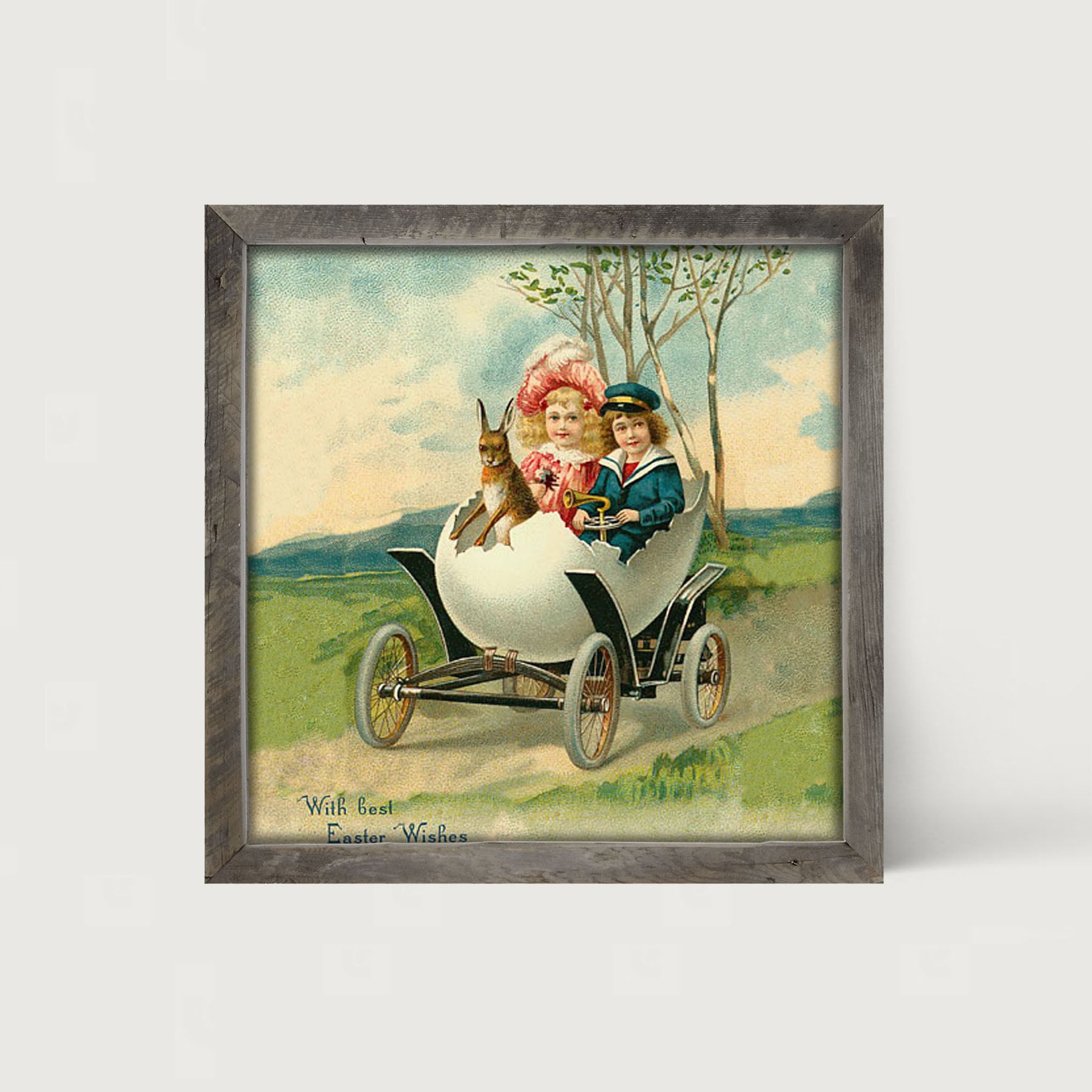 Couple in an Egg Car - Framed art