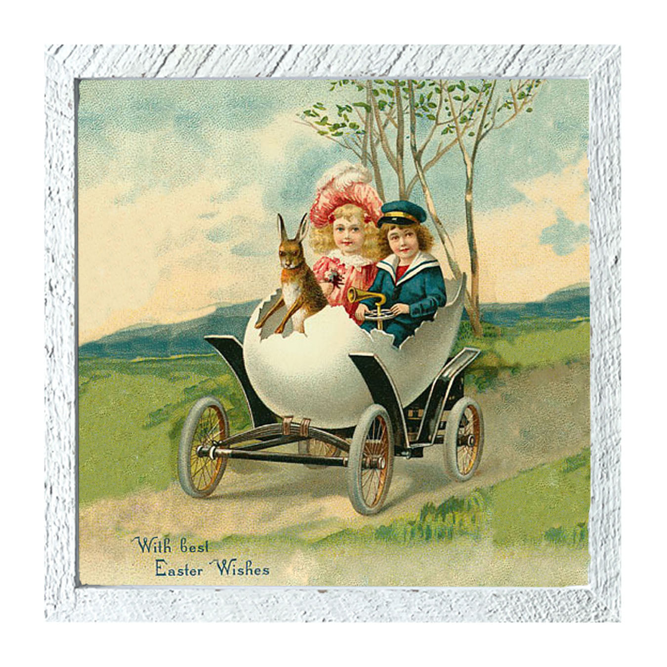 Couple in an Egg Car - Framed art