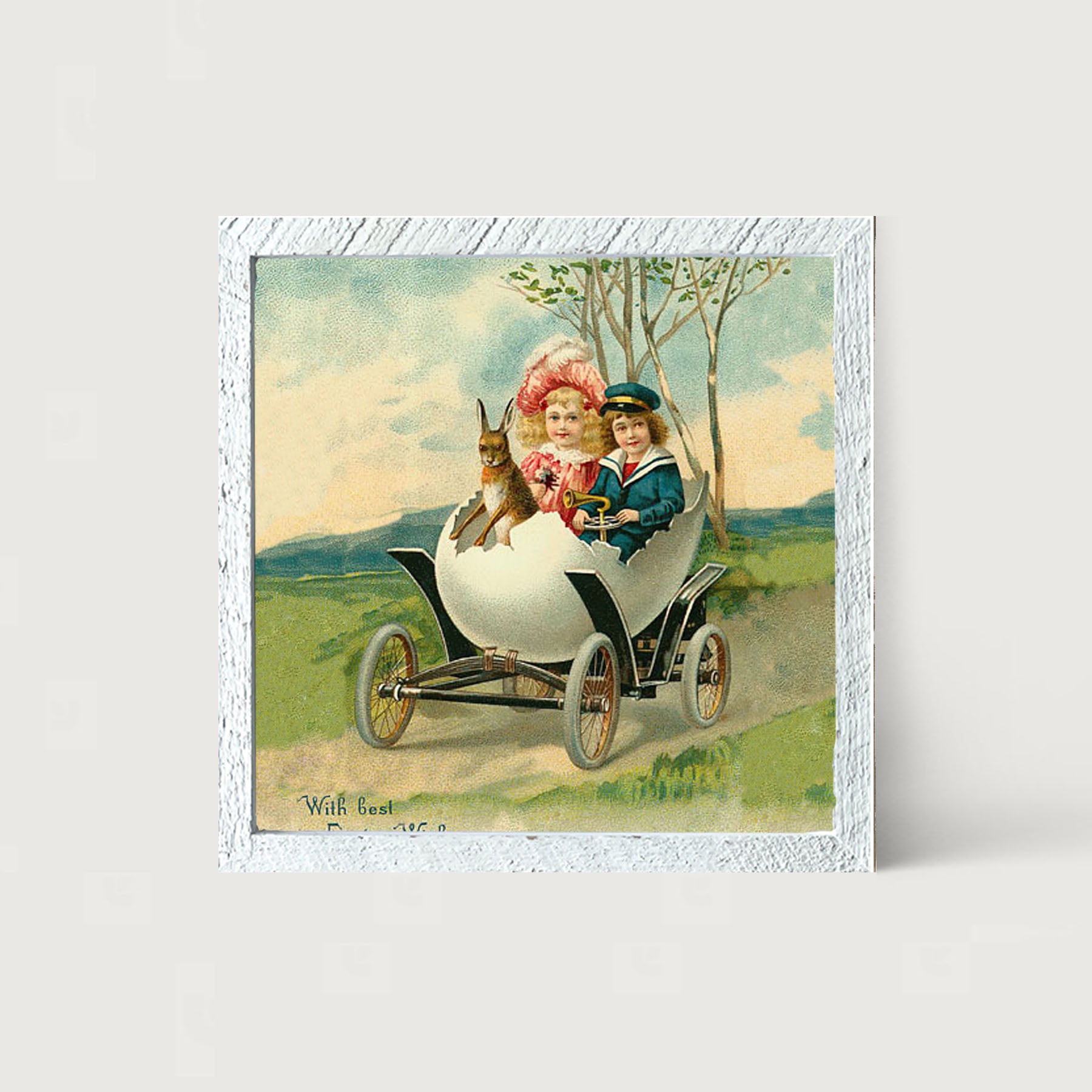 Couple in an Egg Car - Framed art
