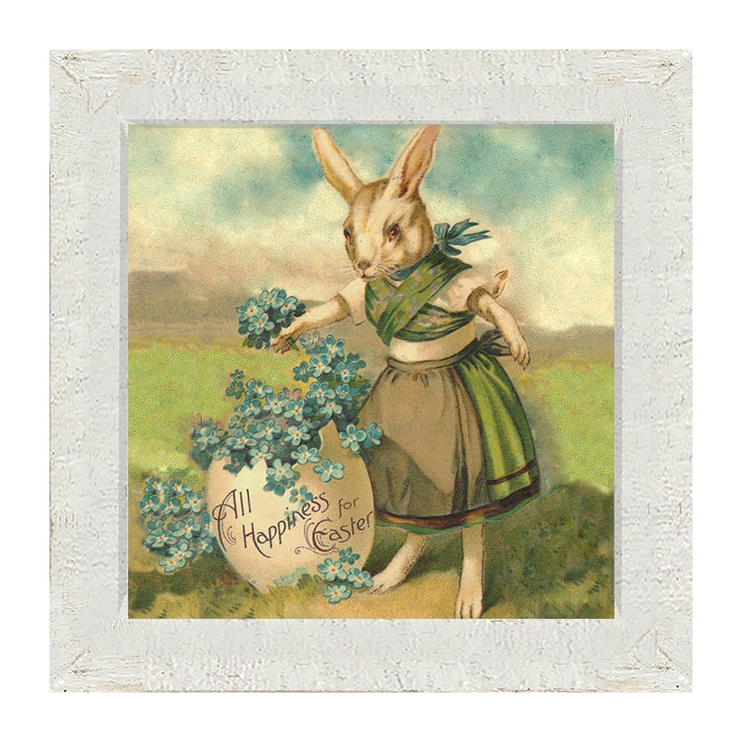 Bunny with Clovers - Framed art