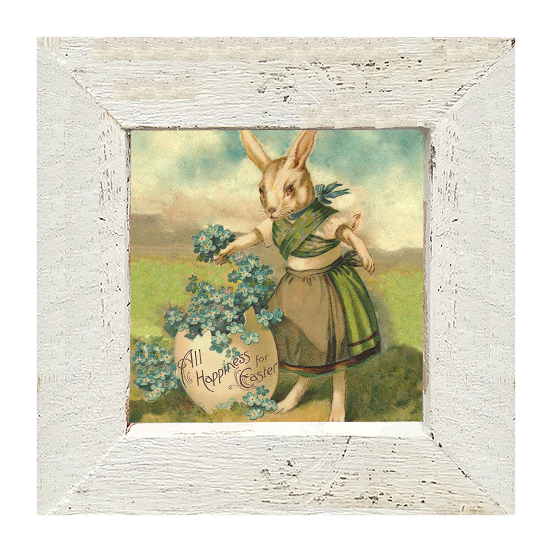 Bunny with Clovers - Framed art