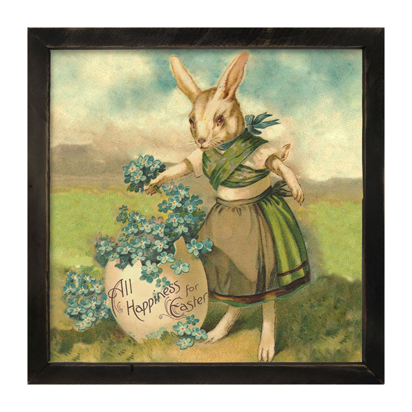 Bunny with Clovers - Framed art