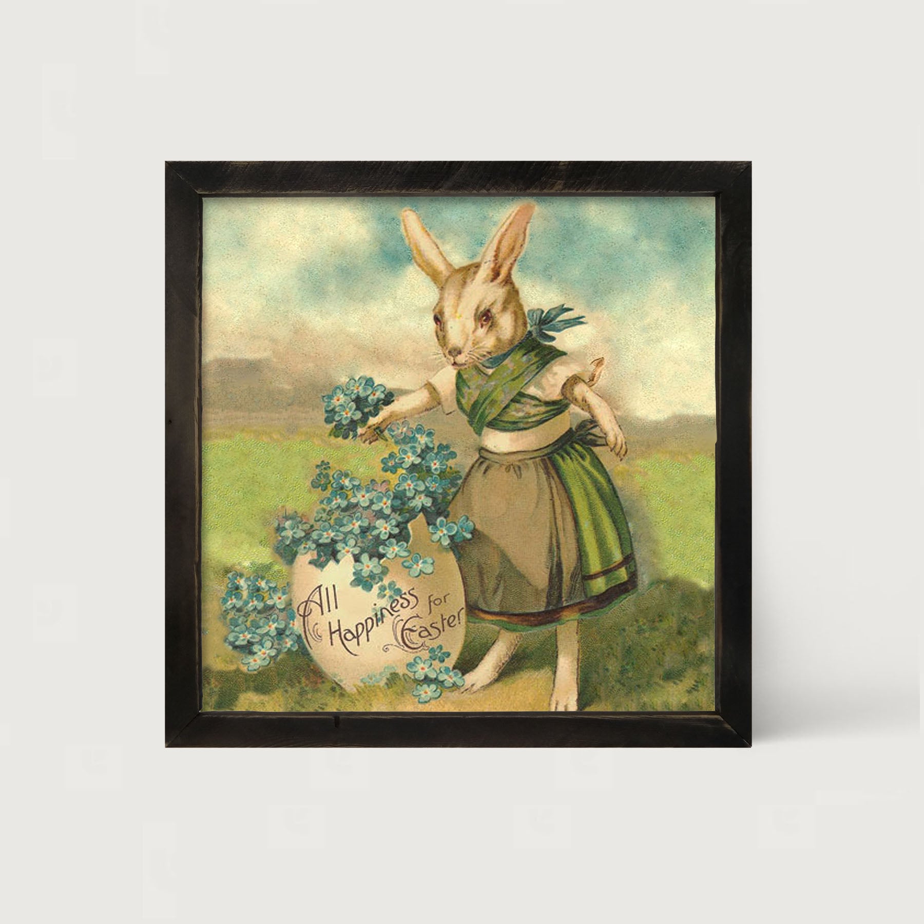 Bunny with Clovers - Framed art