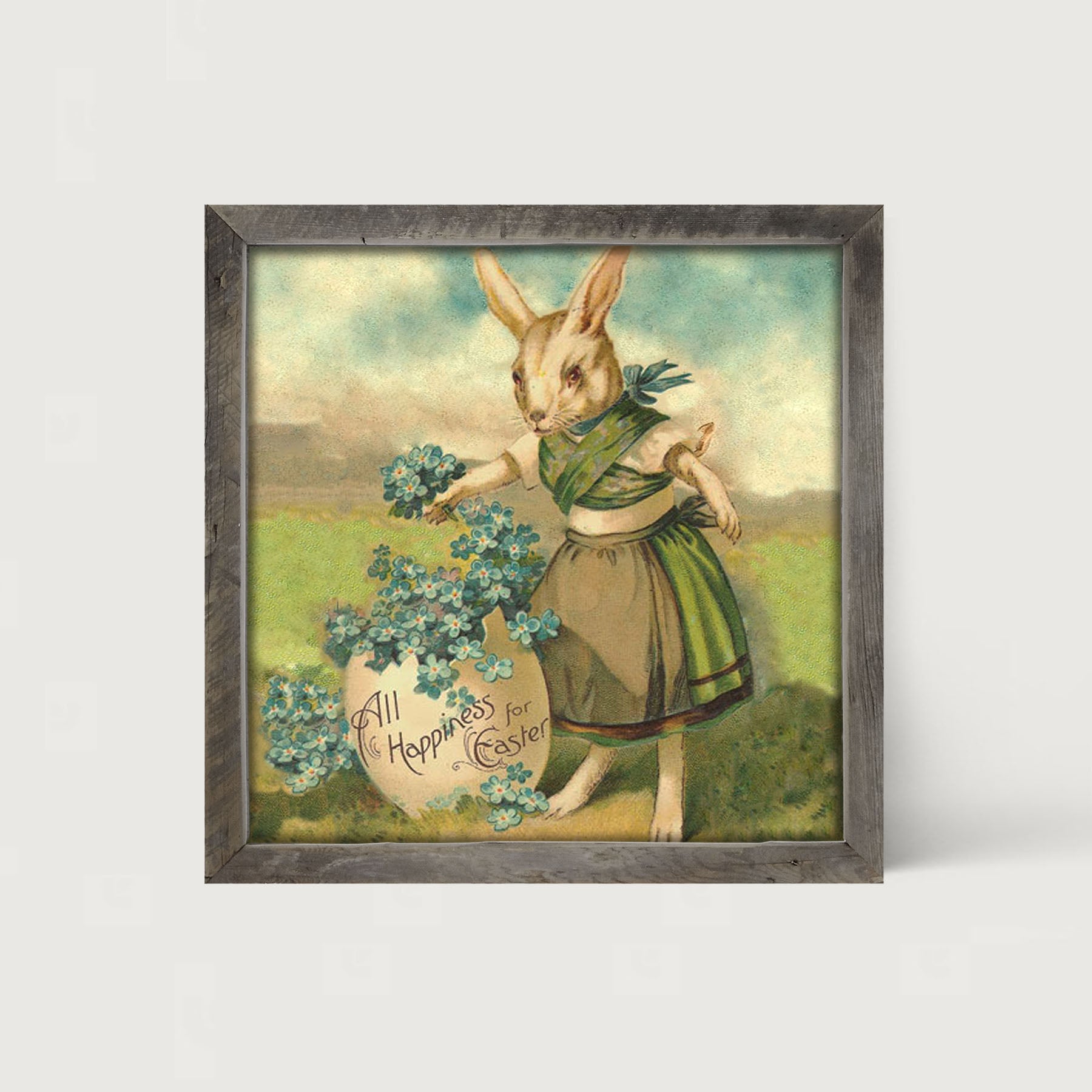 Bunny with Clovers - Framed art