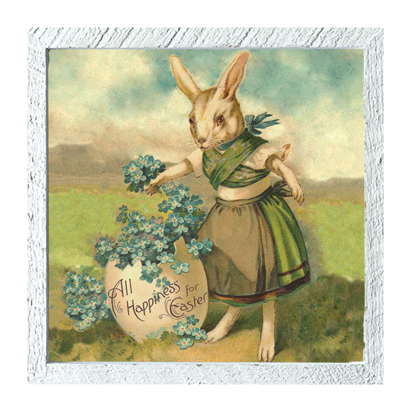 Bunny with Clovers - Framed art