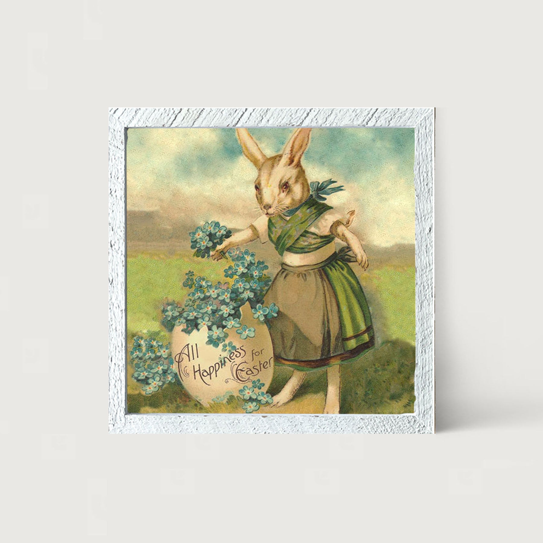 Bunny with Clovers - Framed art