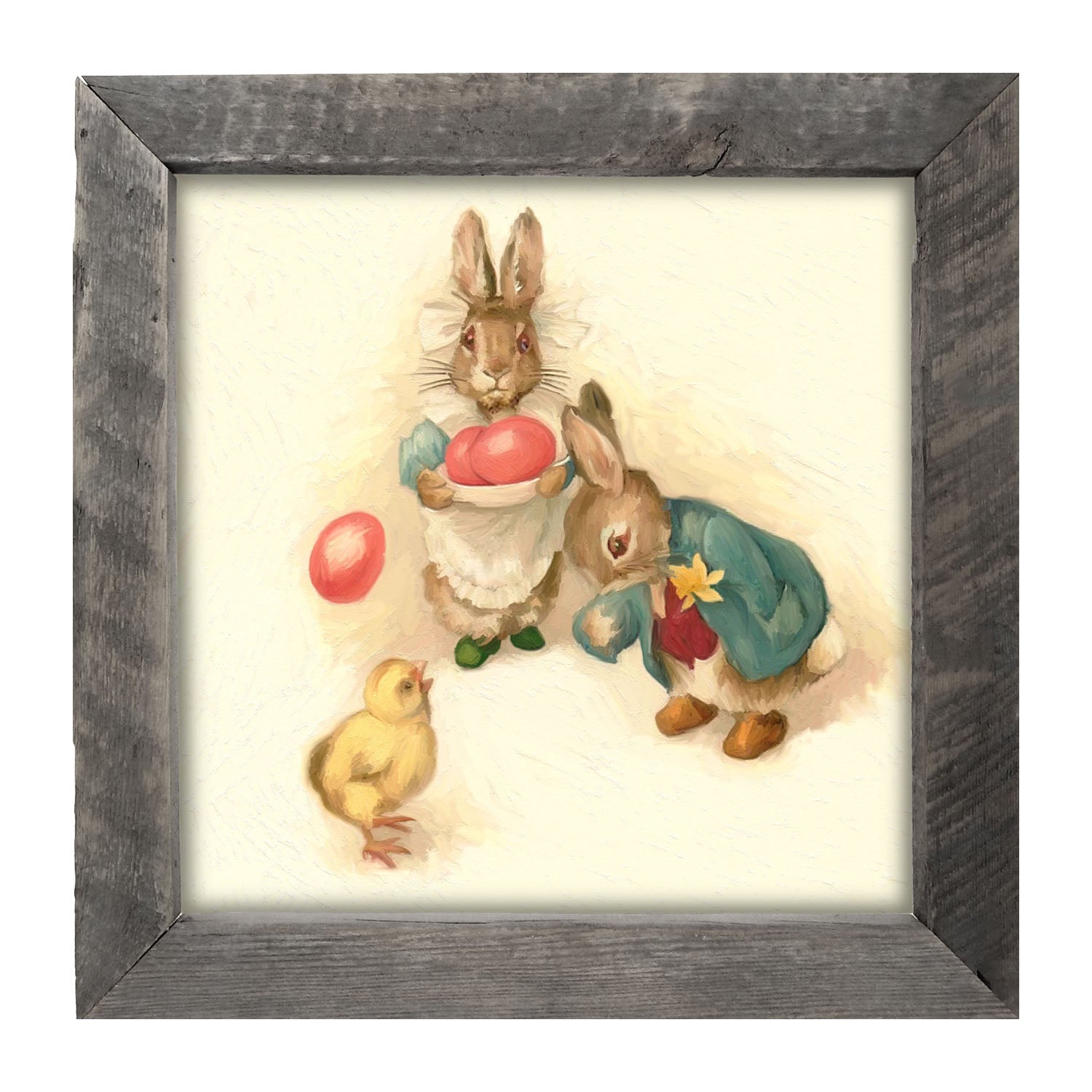 Bunnies with Easter Eggs - Framed art