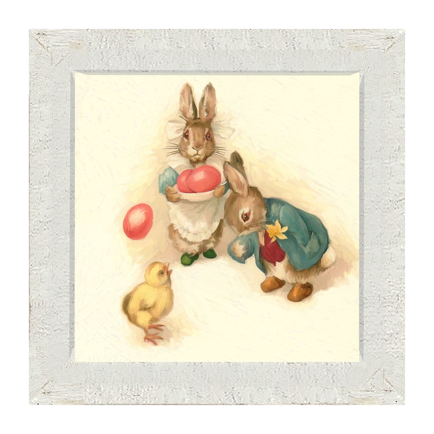 Bunnies with Easter Eggs - Framed art