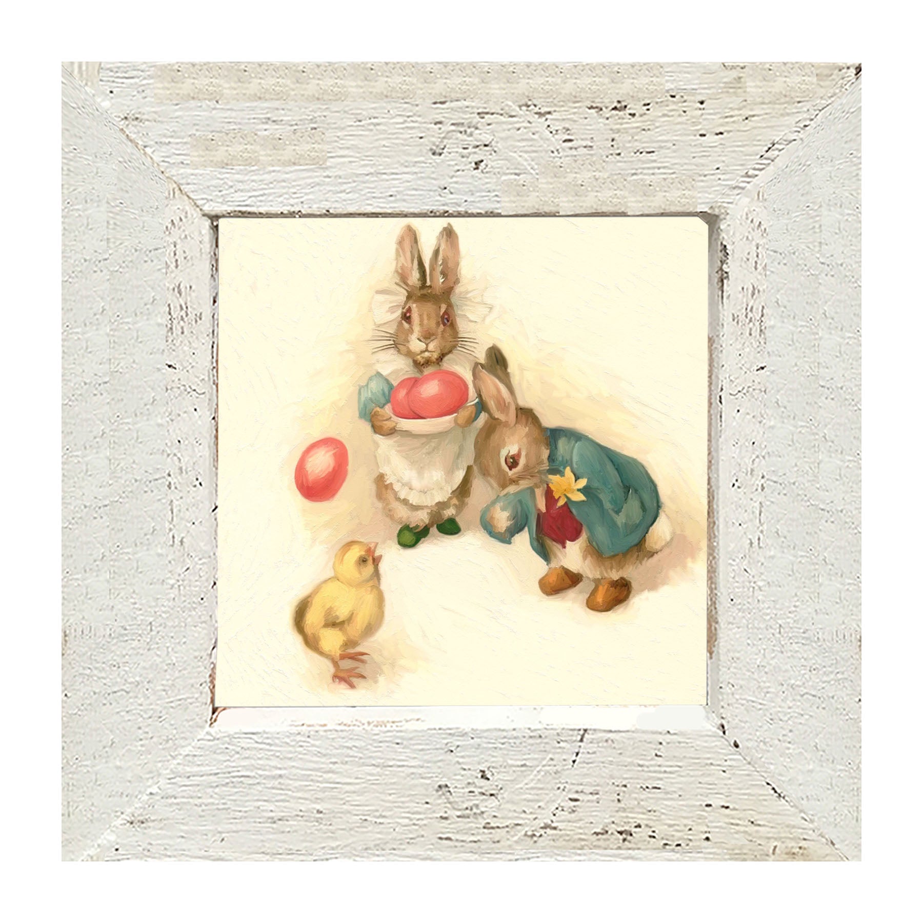 Bunnies with Easter Eggs - Framed art