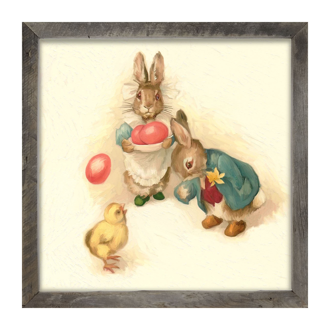 Bunnies with Easter Eggs - Framed art