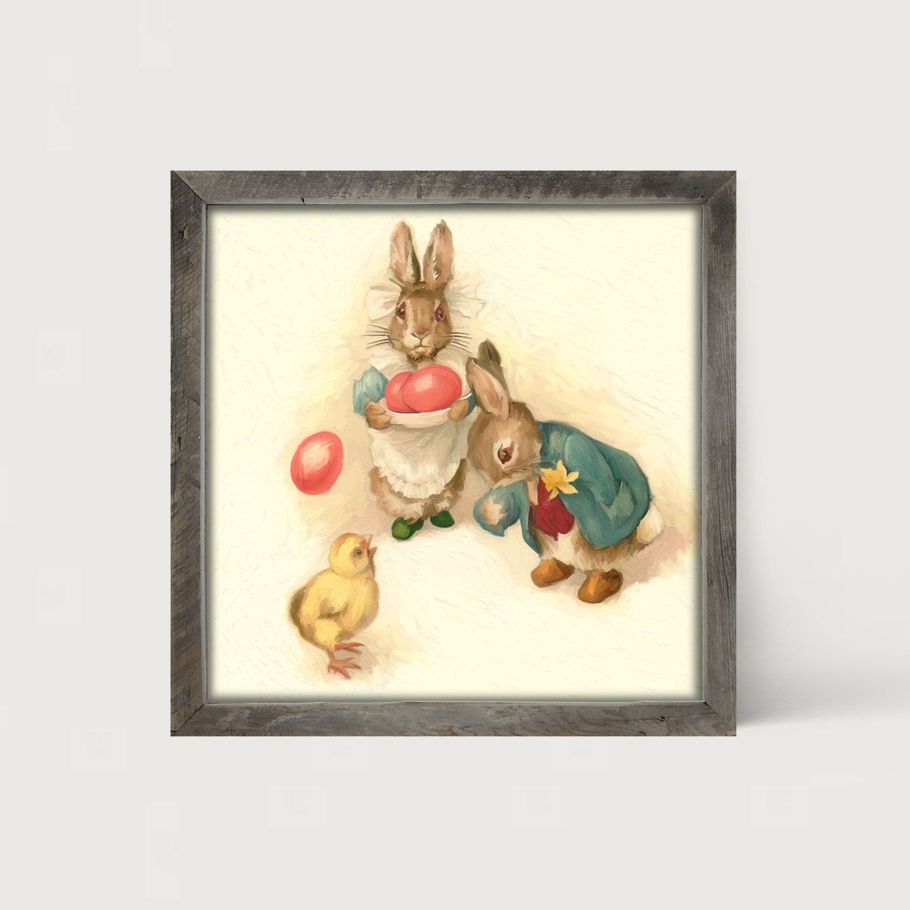 Bunnies with Easter Eggs - Framed art