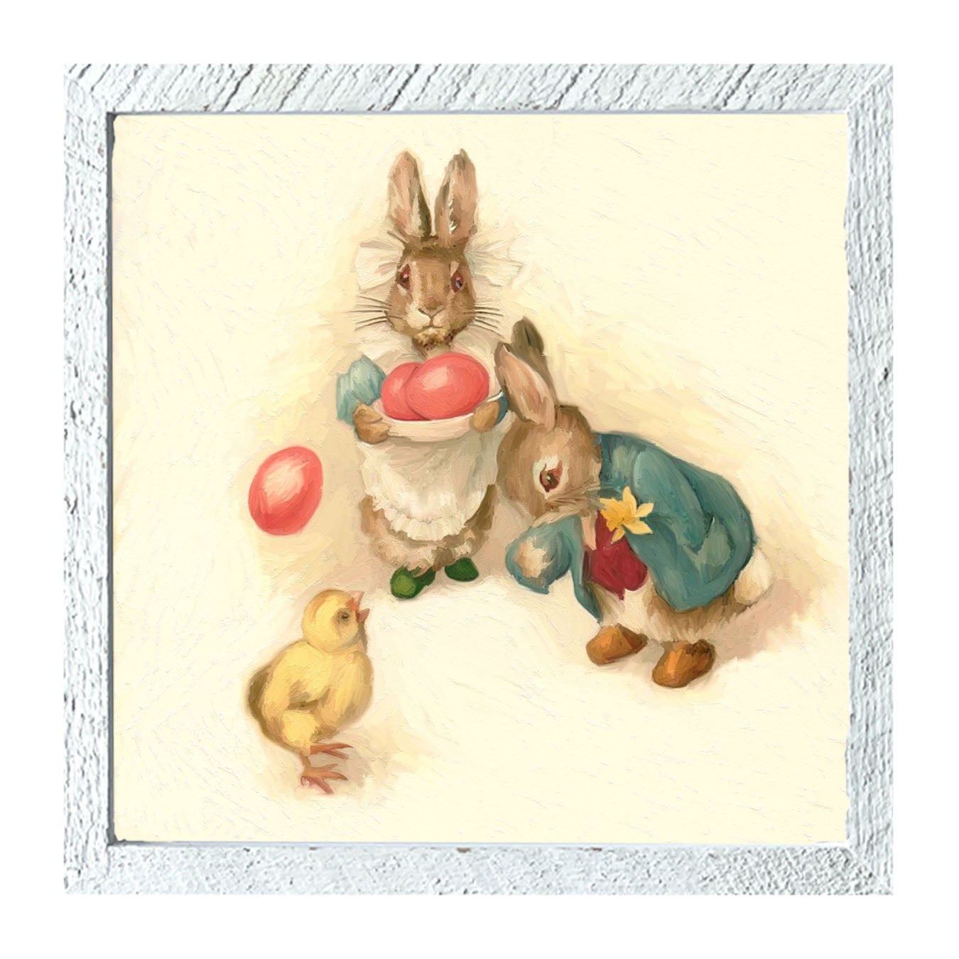 Bunnies with Easter Eggs - Framed art