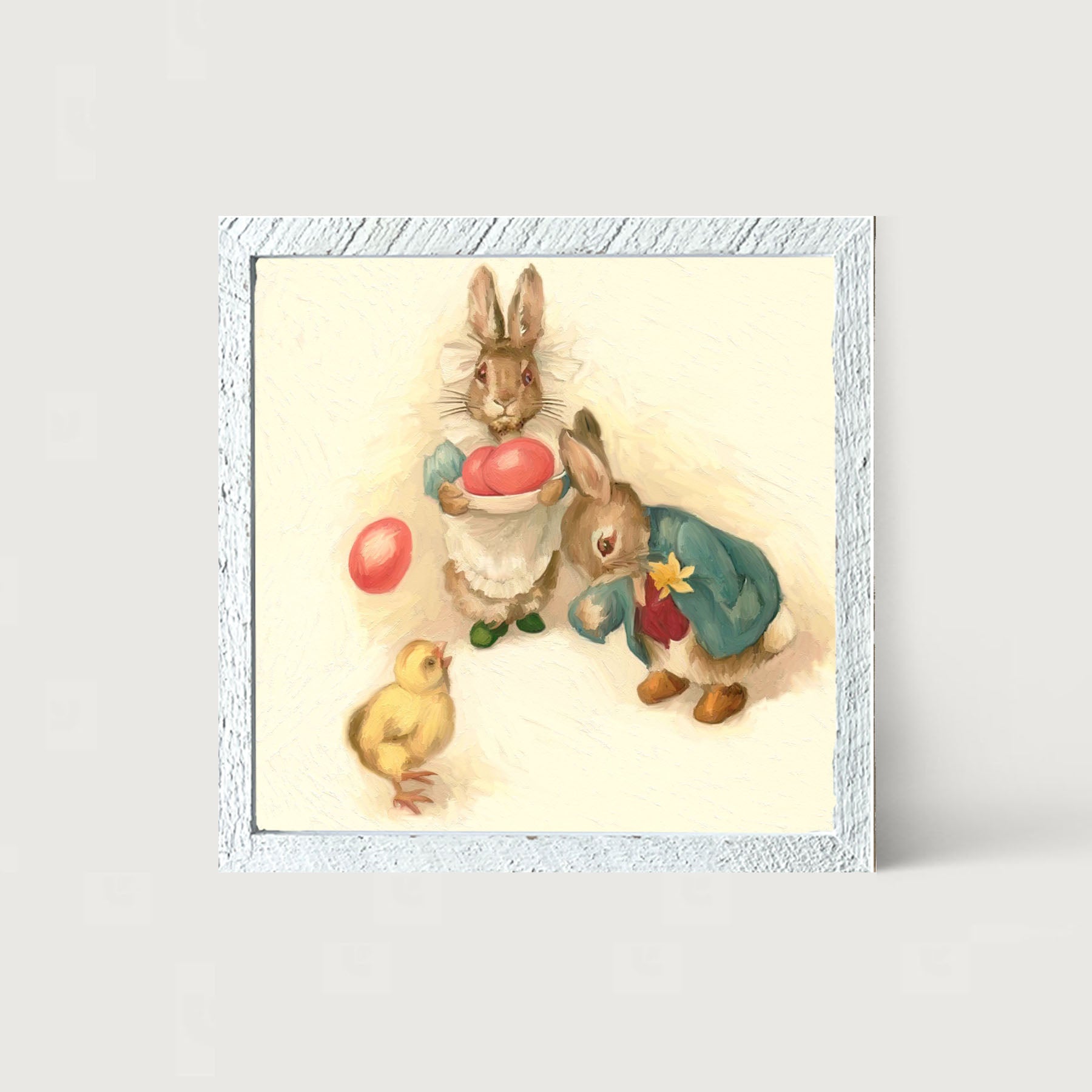 Bunnies with Easter Eggs - Framed art