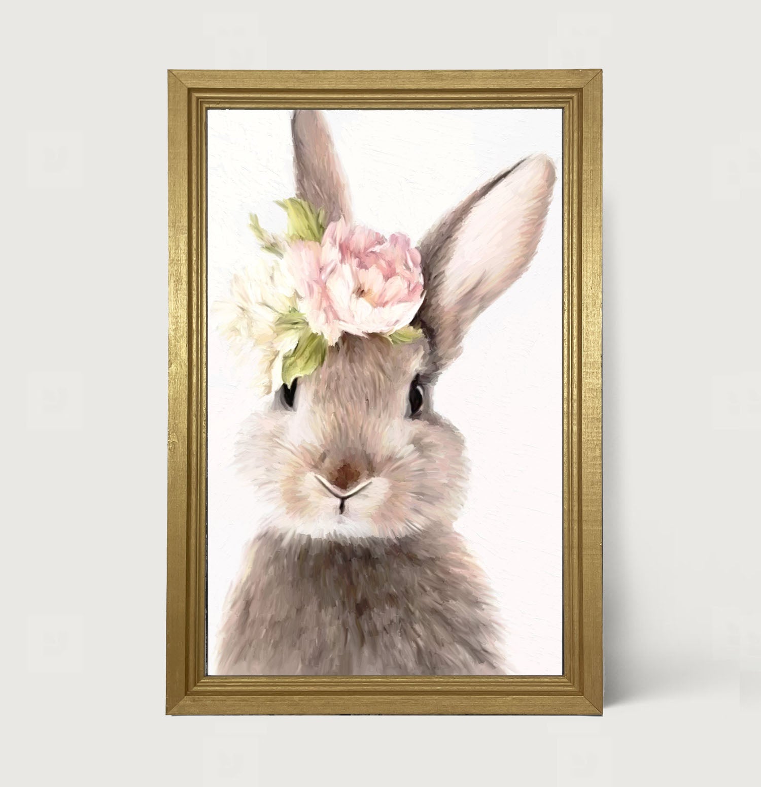 Bunny with Peonies - Framed art
