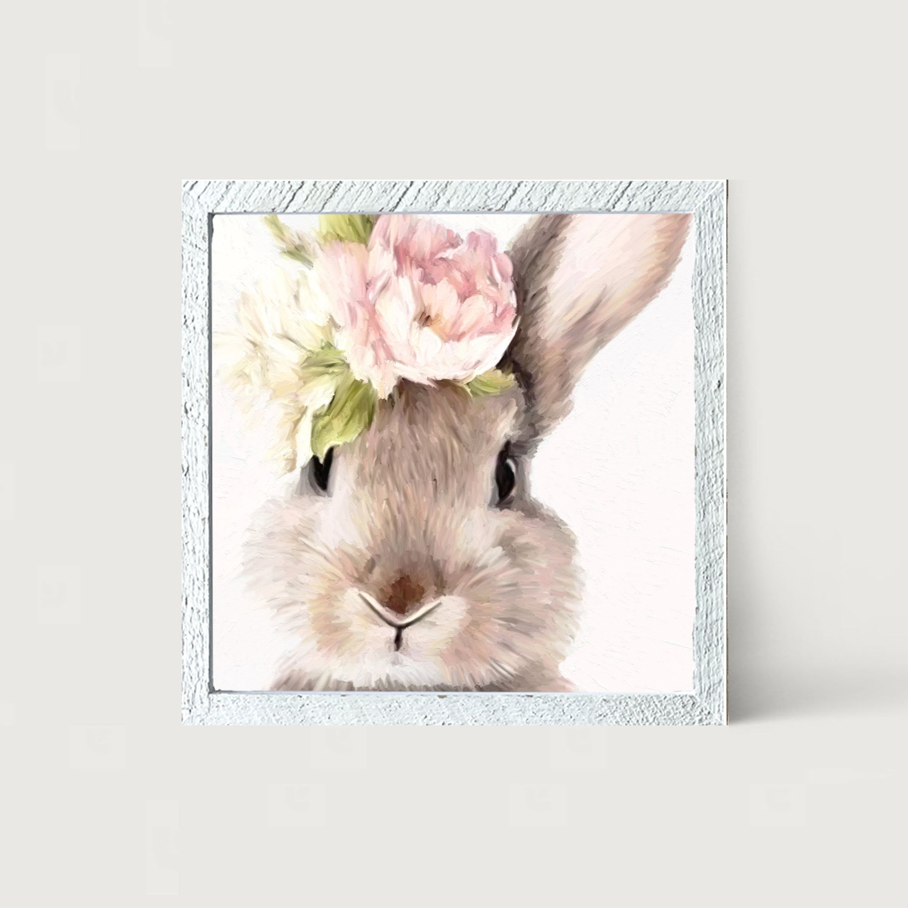 Bunny with Peonies - Framed art