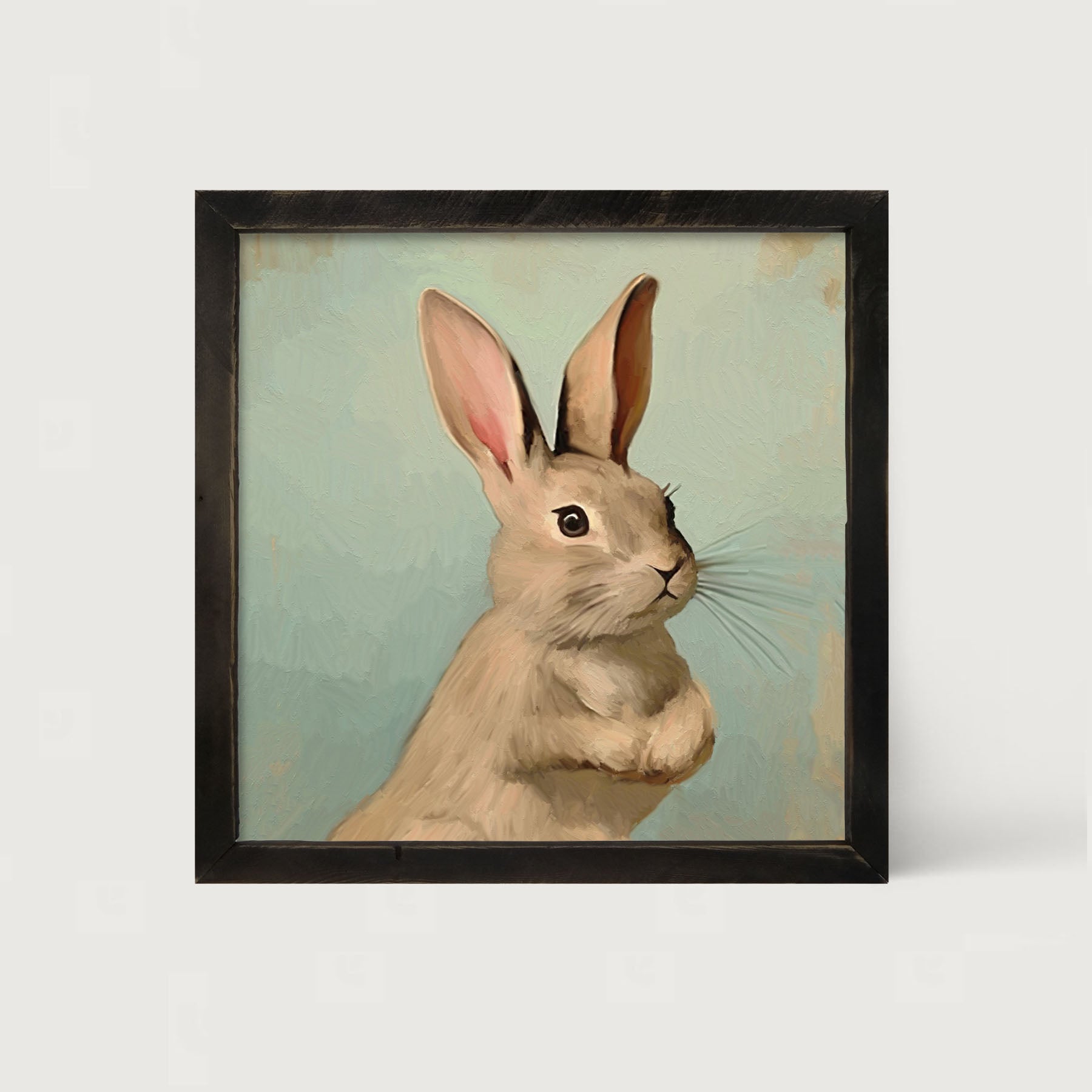 Pastel bunny with vase - Framed Art