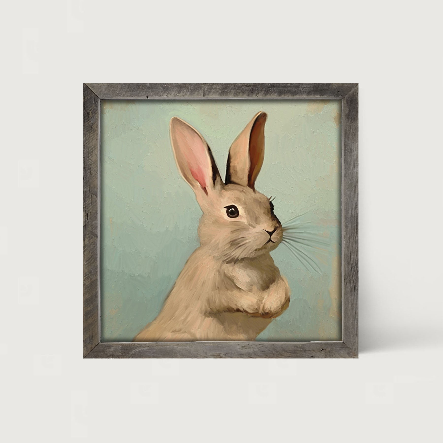 Pastel bunny with vase - Framed Art