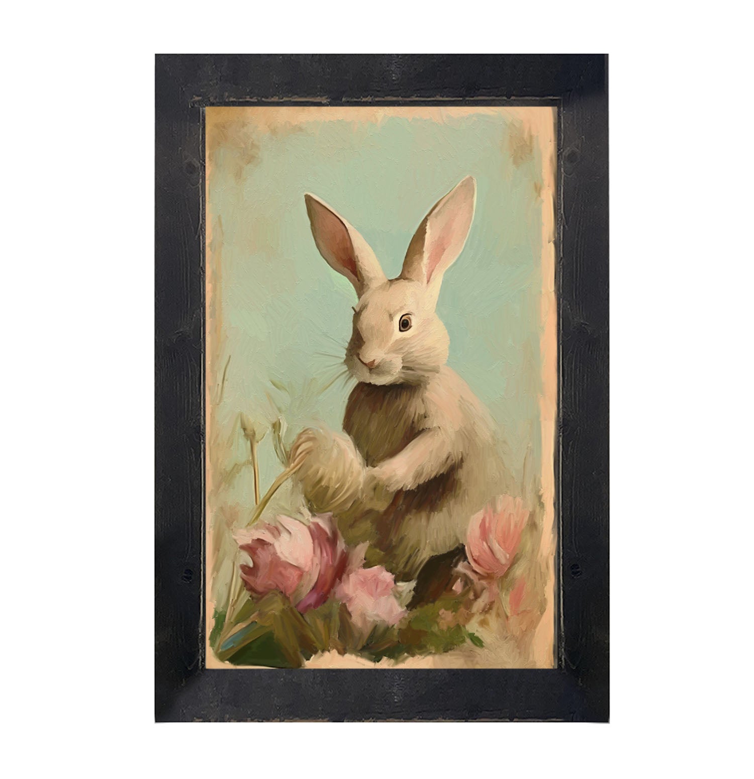 Pastel bunny in field - Framed Art